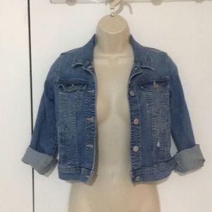 Gap embroidered crop jean jacket